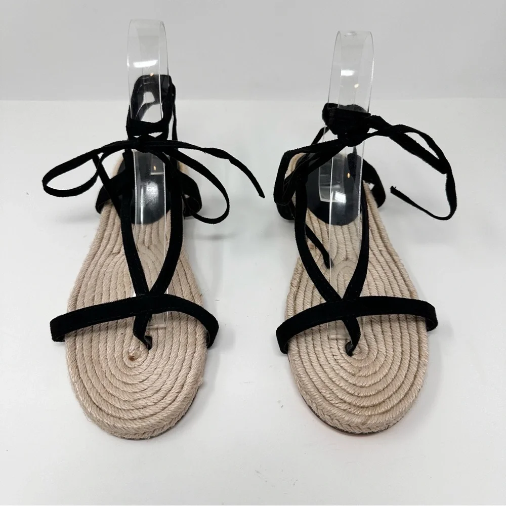 Banana Republic Leather Gladiator Strappy Espadrille Flat Sandal Black Size 8